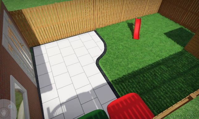 Porcelain Patio with freshly laid turf