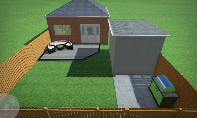 Composite decking & garden re-turfed